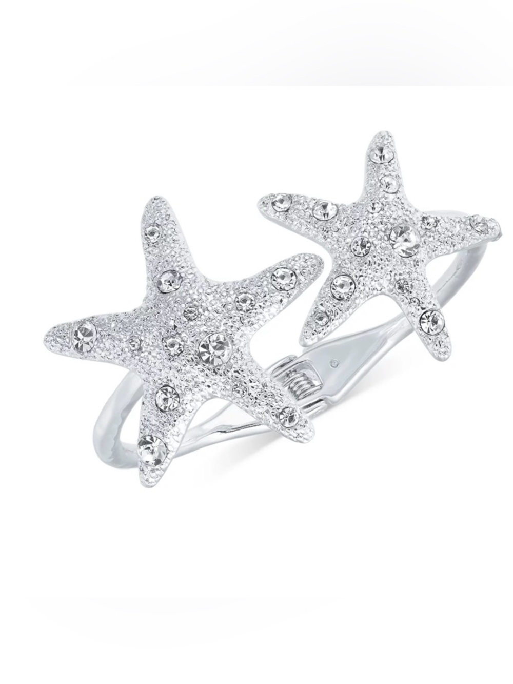 International Concepts Silver-Tone Crystal Starfish Cuff Bracelet
